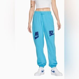 Nike Blue Track Pants loose fit/high rise /full length size Large